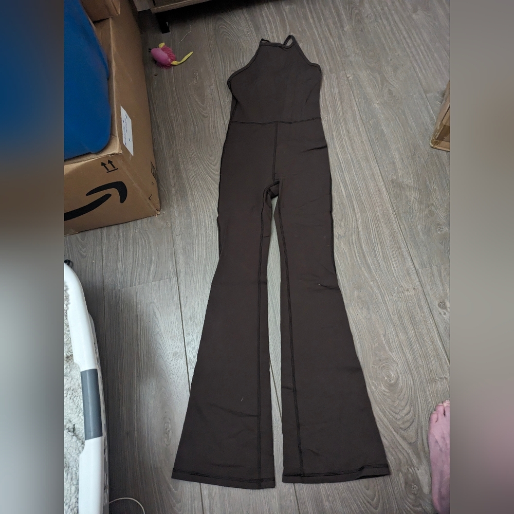 SOLD ⭐⭐Worn once, Leila flared jumpsuit in rich mocha brown xxs perf.cond - Picture 1 of 6